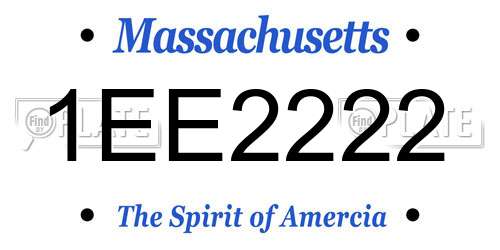 1EE2222 Massachusetts License Plate