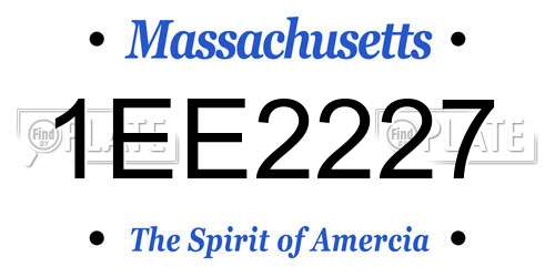 1EE2227 Massachusetts License Plate