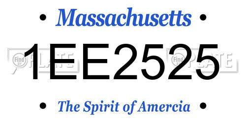 1EE2525 Massachusetts License Plate