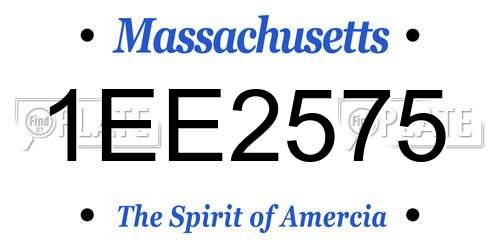 1EE2575 Massachusetts License Plate