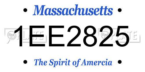 1EE2825 Massachusetts License Plate