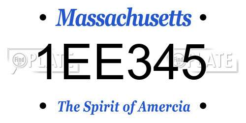 1EE345 Massachusetts License Plate