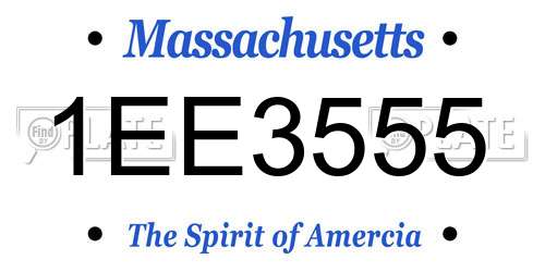 1EE3555 Massachusetts License Plate