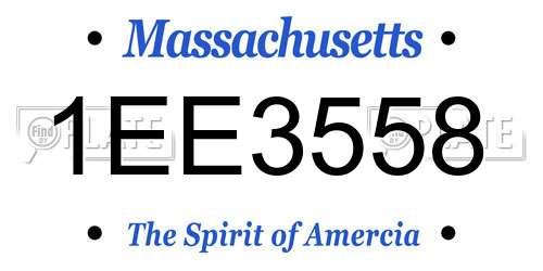 1EE3558 Massachusetts License Plate