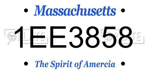 1EE3858 Massachusetts License Plate