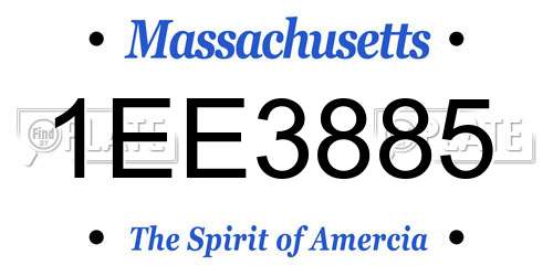 1EE3885 Massachusetts License Plate