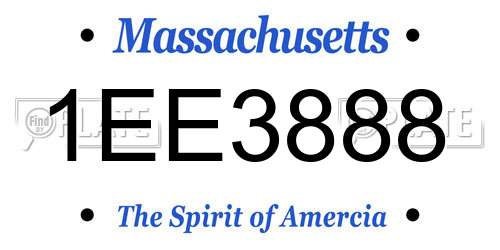 1EE3888 Massachusetts License Plate