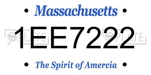 1EE7222 Massachusetts License Plate