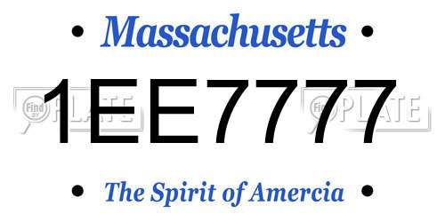 1EE7777 Massachusetts License Plate