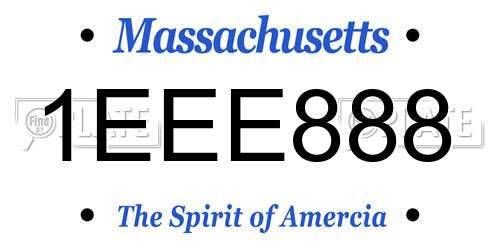 1EEE888 Massachusetts License Plate