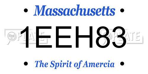 1EEH83 Massachusetts License Plate