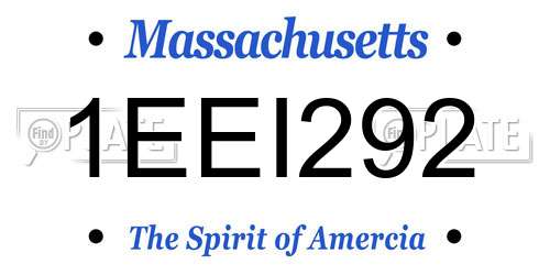 1EEI292 Massachusetts License Plate