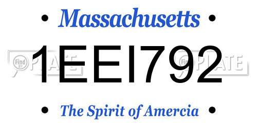 1EEI792 Massachusetts License Plate