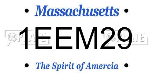 1EEM29 Massachusetts License Plate