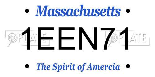 1EEN71 Massachusetts License Plate