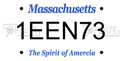 1EEN73 Massachusetts License Plate