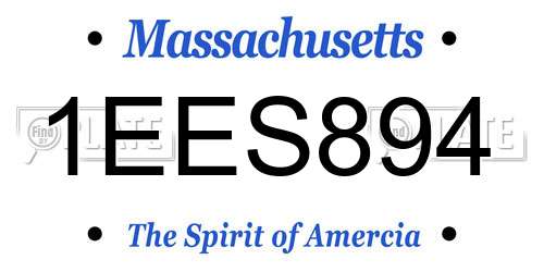 1EES894 Massachusetts License Plate