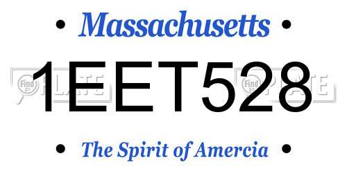 1EET528 Massachusetts License Plate