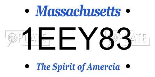 1EEY83 Massachusetts License Plate