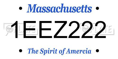 1EEZ222 Massachusetts License Plate