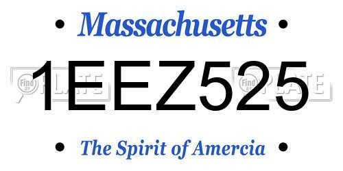 1EEZ525 Massachusetts License Plate