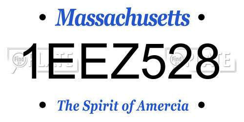 1EEZ528 Massachusetts License Plate