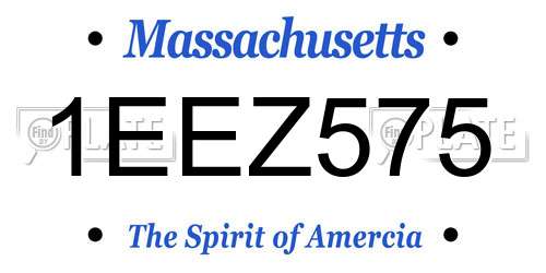 1EEZ575 Massachusetts License Plate