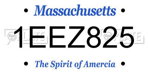1EEZ825 Massachusetts License Plate