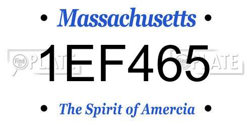 1EF465 Massachusetts License Plate
