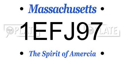 1EFJ97 Massachusetts License Plate