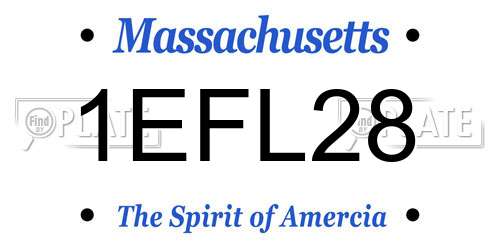 1EFL28 Massachusetts License Plate