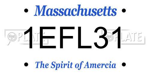 1EFL31 Massachusetts License Plate