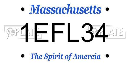 1EFL34 Massachusetts License Plate