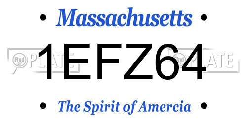 1EFZ64 Massachusetts License Plate