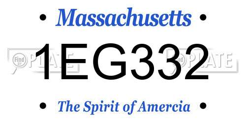 1EG332 Massachusetts License Plate