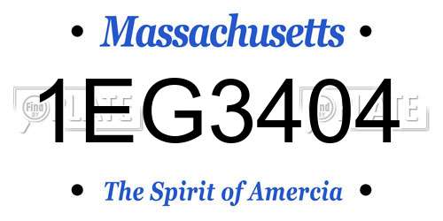 1EG3404 Massachusetts License Plate