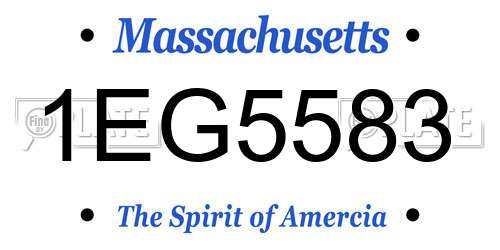 1EG5583 Massachusetts License Plate