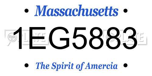 1EG5883 Massachusetts License Plate