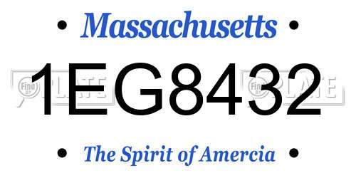 1EG8432 Massachusetts License Plate
