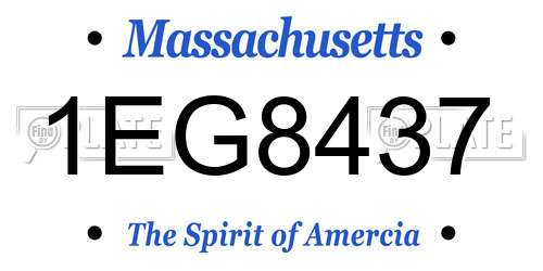 1EG8437 Massachusetts License Plate
