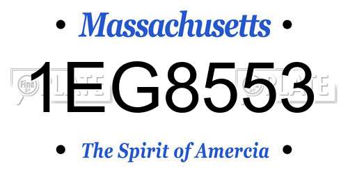 1EG8553 Massachusetts License Plate