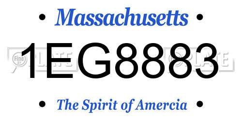 1EG8883 Massachusetts License Plate