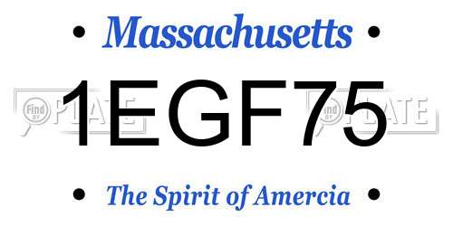 1EGF75 Massachusetts License Plate