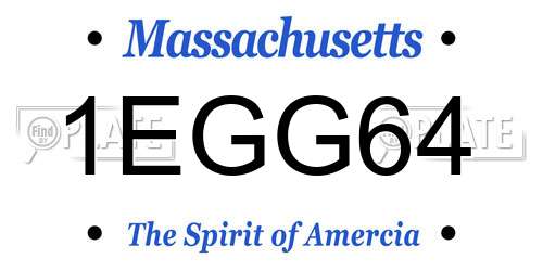 1EGG64 Massachusetts License Plate