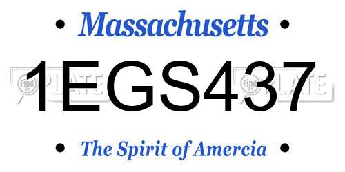 1EGS437 Massachusetts License Plate