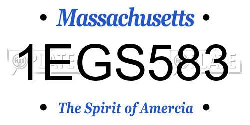 1EGS583 Massachusetts License Plate