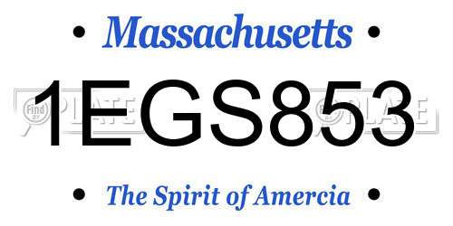 1EGS853 Massachusetts License Plate