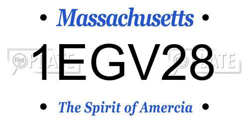 1EGV28 Massachusetts License Plate
