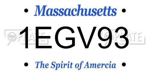 1EGV93 Massachusetts License Plate