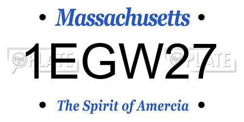 1EGW27 Massachusetts License Plate